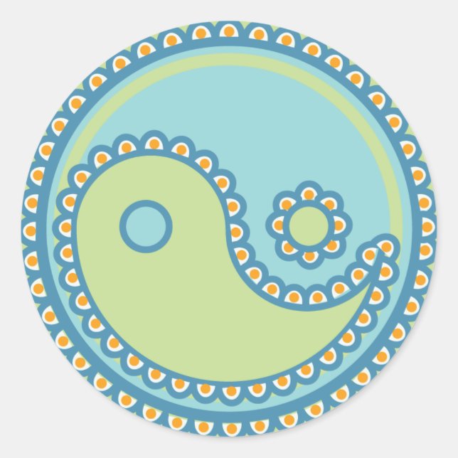 Sticker Rond Yoga Speak Baby : Symbole Paisley Yin-Yang (Devant)