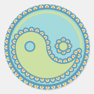 Sticker Rond Yoga Speak Baby : Symbole Paisley Yin-Yang