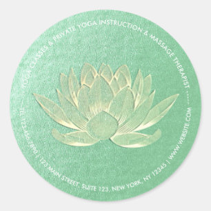 Sticker Rond YOGA Studio Méditation Reiki Instructeur Gold Lotu