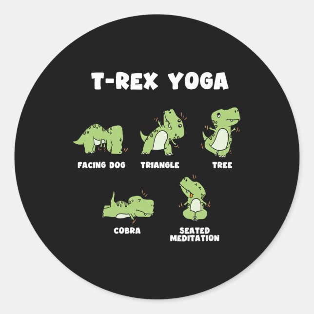 Sticker Rond Yoga T-rex  (Devant)