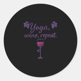 Sticker Rond Yoga Vin Répéter Verre à Vin Pose d'Arbre Art de R