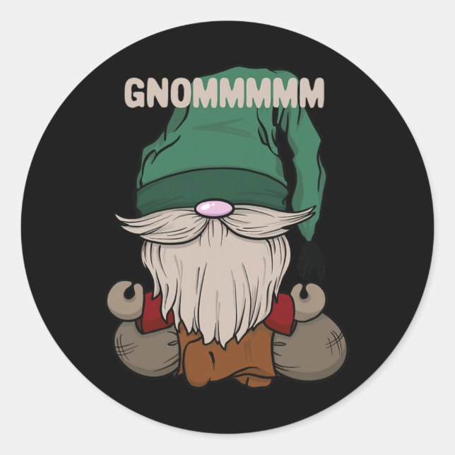 Sticker Rond Yogi Gnome Drôle Gnommmmm Conception de Yoga Pose  (Devant)