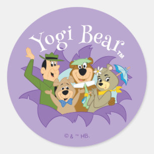 Sticker Rond Yogi Ours et amis Surprise