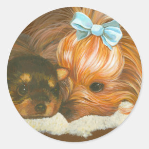 Sticker Rond Yorkie Mama