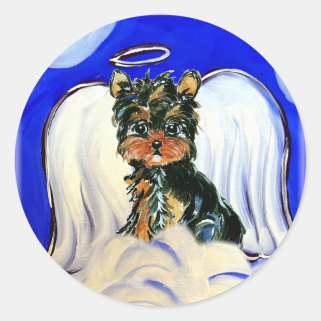 Sticker Rond Yorkie Poo Ange (Devant)