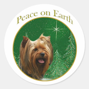 Sticker Rond Yorkshire Terrier Paix