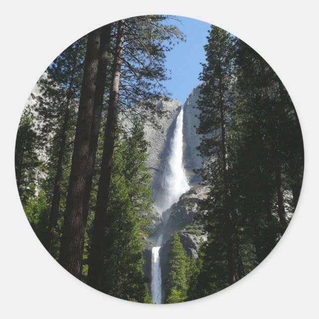 Sticker Rond Yosemite Falls et Woods Paysage Photographie (Devant)