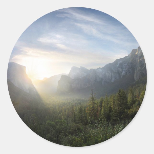 Sticker Rond Yosemite Valley Sunrise de Point Inspiration (Devant)