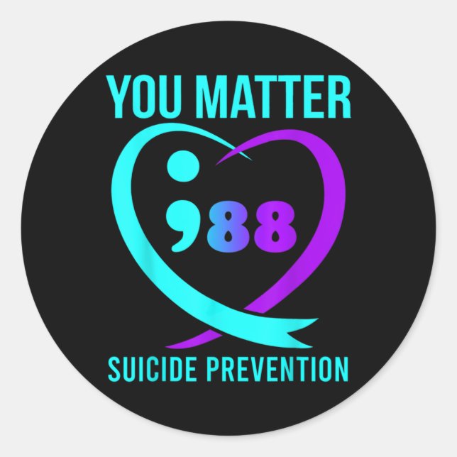 Sticker Rond You 988 Suicide Prevention Awareness  (Devant)