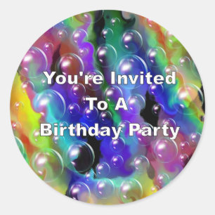 Sticker Rond You&apos ; re Invité à une fête d'anniversaire