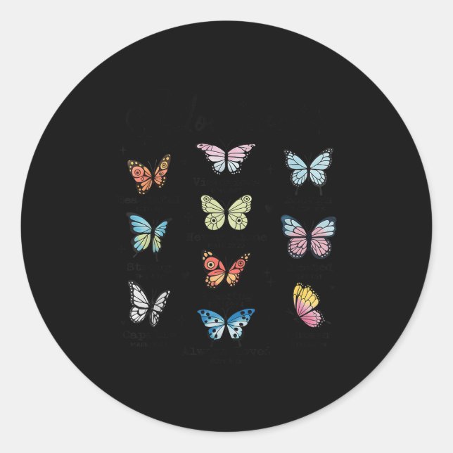 Sticker Rond You Are Butterfly Beautiful Christian Religious Bi (Devant)