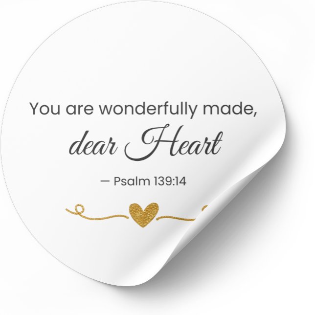 Sticker Rond You Are Wonderfully Made Psalm 139:14 Christian  (Créateur téléchargé)
