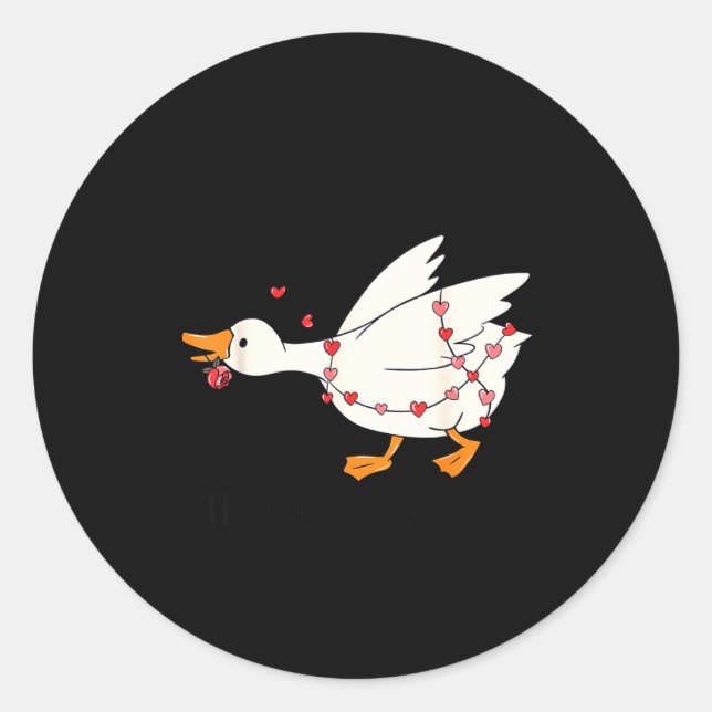 Sticker Rond You Make My Heart Go Honk Funny Goose Valentine  (Devant)
