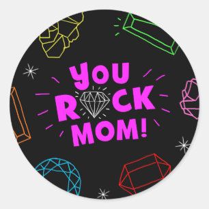 Sticker Rond You Rock Mom Gemstone Motif