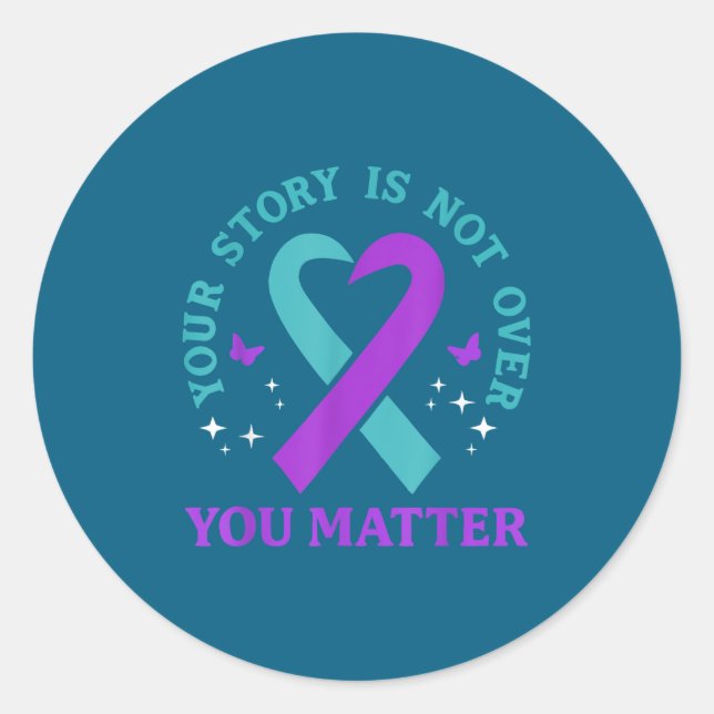 Sticker Rond You Story Is Not Over Ribbon Mental Health Women  (Devant)