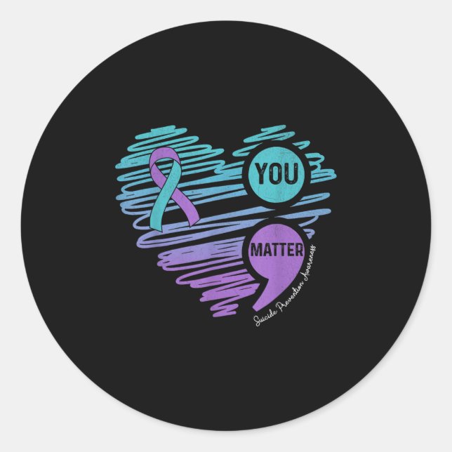 Sticker Rond You Suicide Prevention Awareness Semicolon Suprt  (Devant)