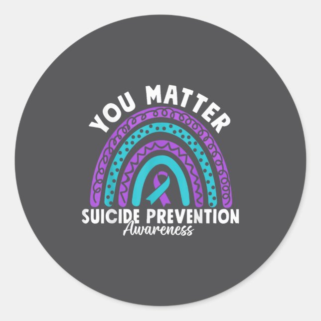 Sticker Rond You Suicide Prevention Awareness Teal &amp; Purple (Devant)