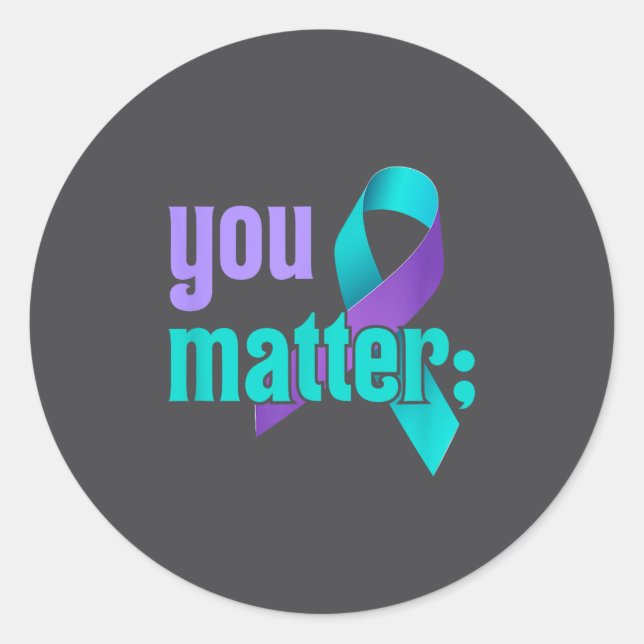Sticker Rond You Suicide Prevention Awareness Teal Purple Rainb (Devant)