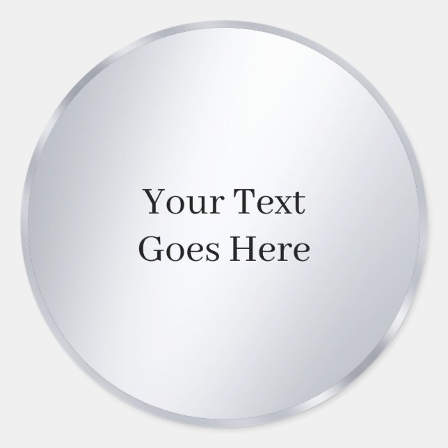 Sticker Rond Your Custom Text Metallic Silver Template Glamour (Devant)