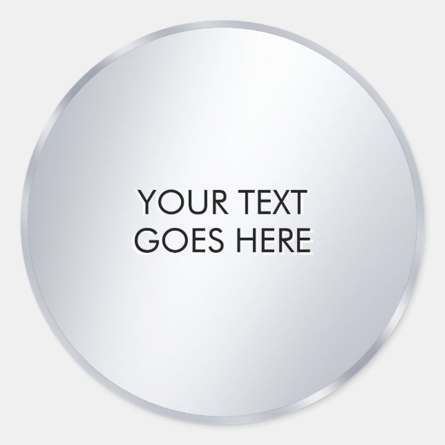 Sticker Rond Your Custom Text Template Glam Metallic Silver (Devant)