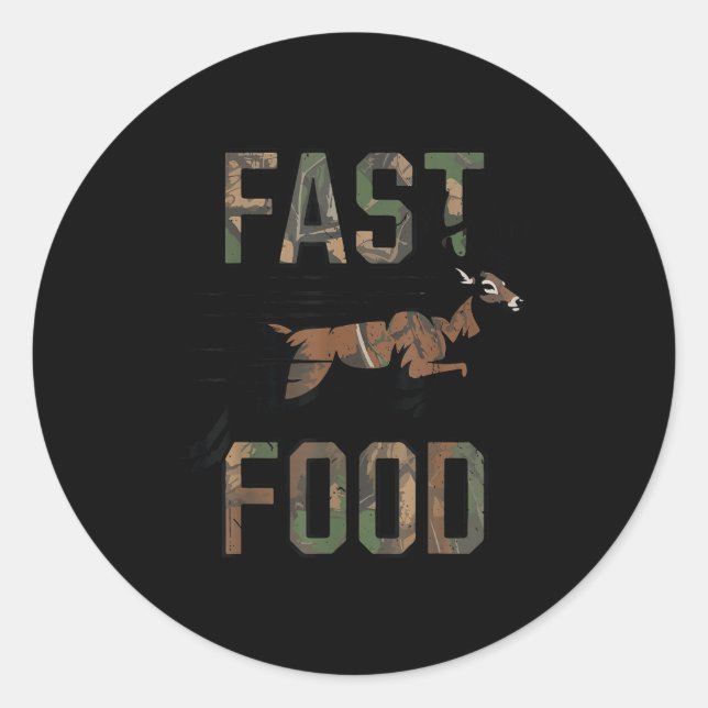 Sticker Rond Youth Boys Camo Deer Hunting Fast Food Funny Hunti (Devant)