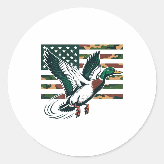 Sticker Rond Youth Camo Mallard Duck Hunting Camouflage America (Devant)