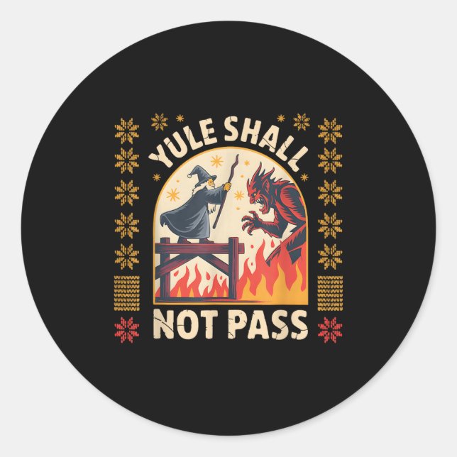 Sticker Rond Yule Shall Not P Fantasy Krampus Holiday Pun Funny (Devant)