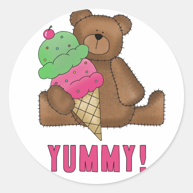 Sticker Rond Yummy Crème de glace ours (Devant)