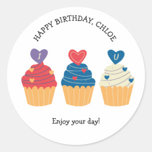Sticker Rond Yummy Cupcakes Anniversaire
