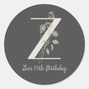Sticker Rond Z initial avec fleur de couleur douce Custom Class
