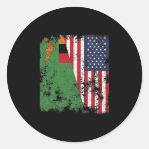 Sticker Rond Zambia USA Flag