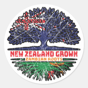 Sticker Rond Zambie Nouvelle-Zélande Nouvelle-Zélande Arbre rac