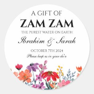 Sticker Rond zamzam eau nikah musulman mariage faveur floral