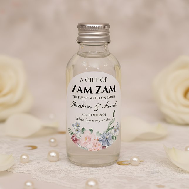 Sticker Rond zamzam eau nikah musulman mariage faveur floral (Créateur téléchargé)