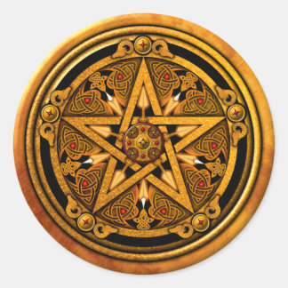 Sticker Rond Zazzle - Masculine Gold Pentacle-noback