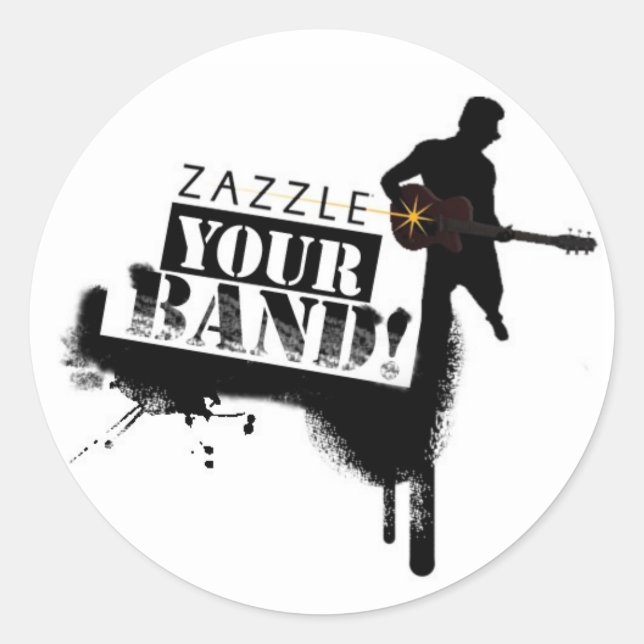 Sticker Rond Zazzle votre groupe (Devant)