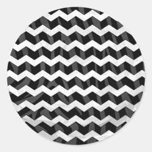 Sticker Rond Zebra Black et Grey Chevron