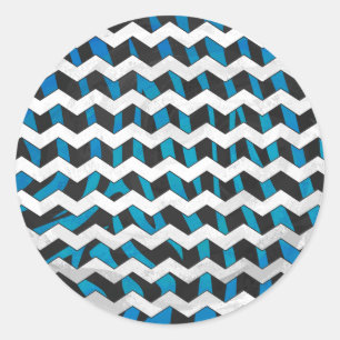 Sticker Rond Zebra Chevron noir et bleu