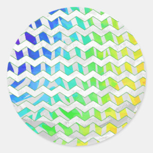 Sticker Rond Zebra Chevron Rainbow et White Print