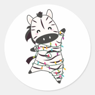 Sticker Rond Zebra Fairy Lights Joli Animaux Pour Enfants