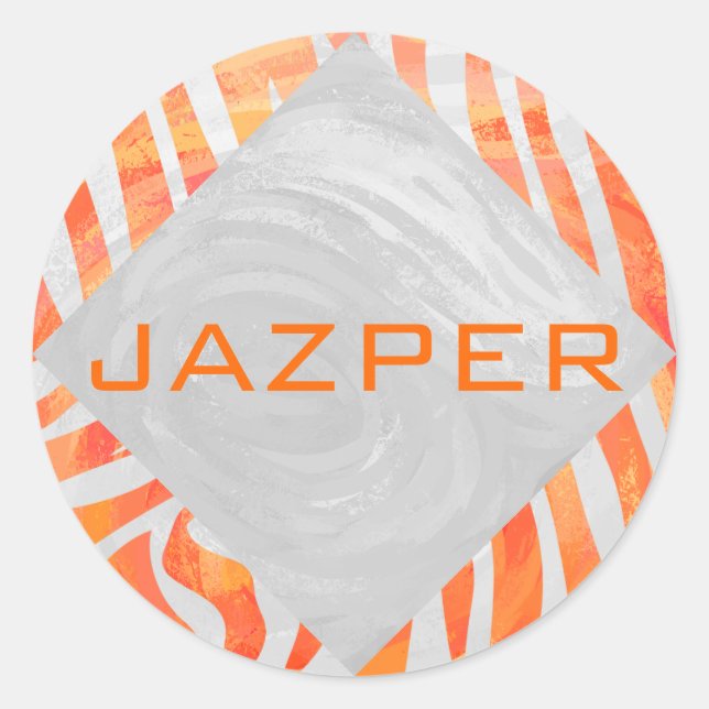 Sticker Rond Zebra Monogram orange et blanc (Devant)