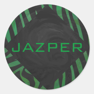 Sticker Rond Zebra Monogramme noir et vert