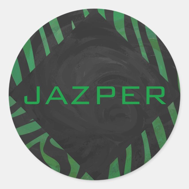 Sticker Rond Zebra Monogramme noir et vert (Devant)