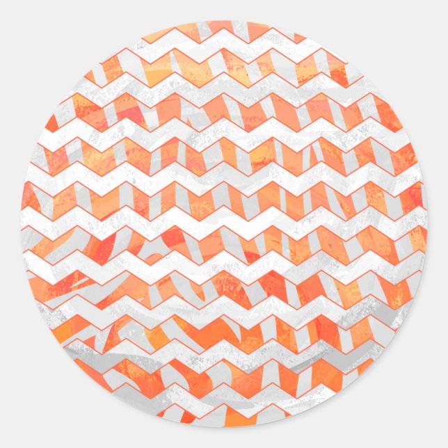 Sticker Rond Zebra Orange and White Print (Devant)