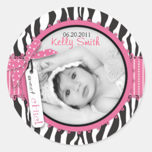 Sticker Rond Zebra Print & Baby Carriage Photo Insertion