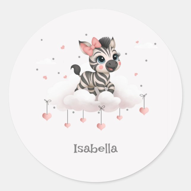 Sticker Rond Zèbre de dessin animé adorable  (Devant)