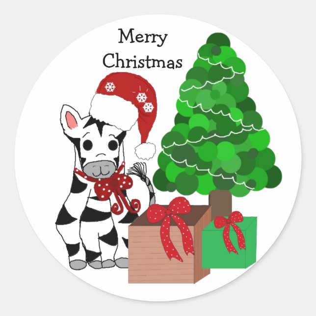 Sticker Rond Zèbre de Noël (Devant)