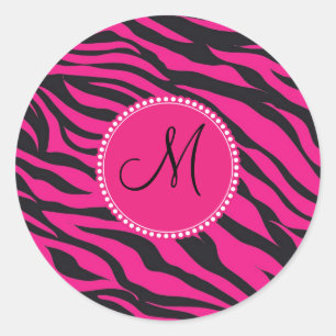 Sticker Rond Zèbre initial décoré d'un monogramme fait sur