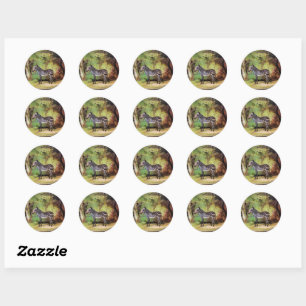 Sticker Rond Zèbre, œuvre d'art de George Stubbs,