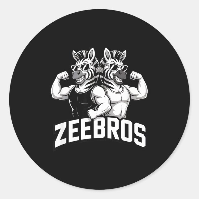 Sticker Rond Zeebros Cute Zebra Duo Design For Zebros Lovers  (Devant)
